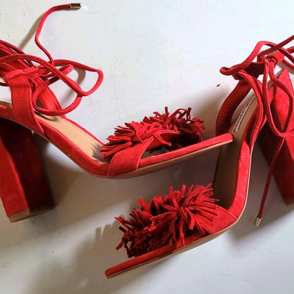 Steve Madden Fringe Lace Up Heel Sandals